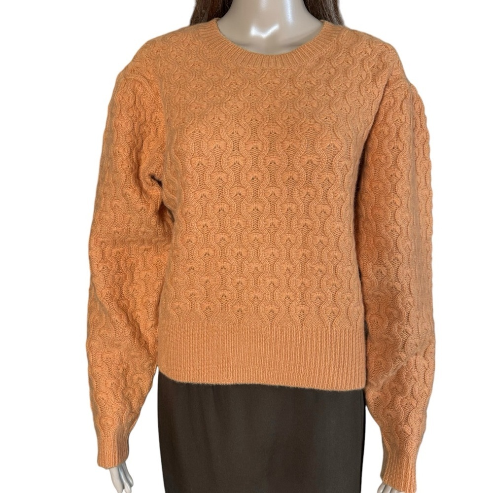 NWT New $298 Joie Roland Crew Neck Orange Wool Cashmere Sweater Size M - Picture 9 of 11